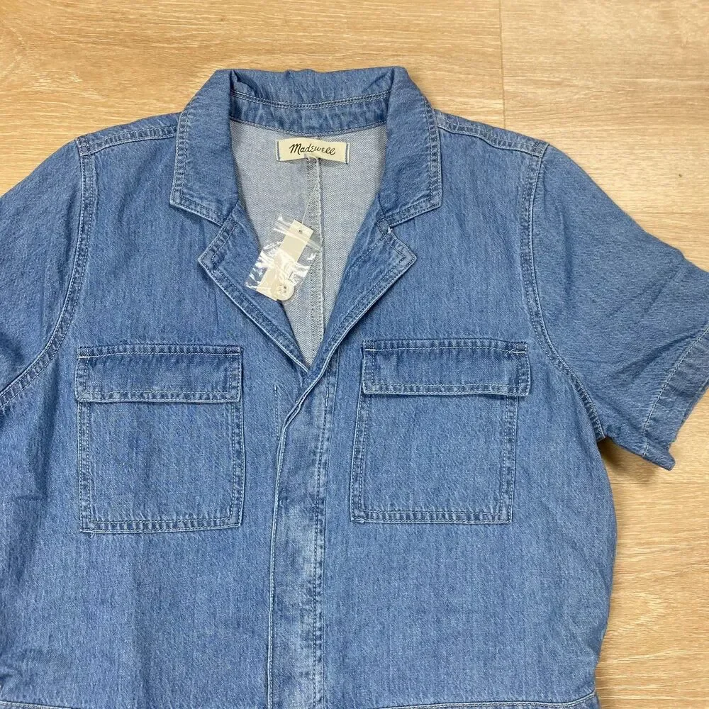 NWT‎ Madewell Petite Denim Coverall Romper Women's Size LP - Picture 7 of 13
